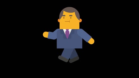 businessman in suit runs. alpha channel