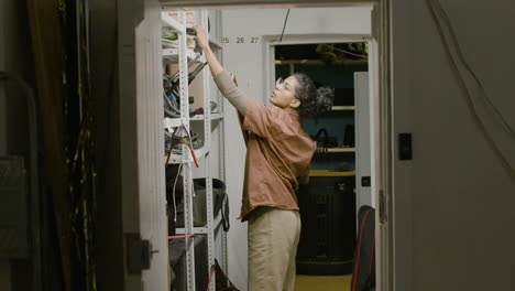 woman picking materials for her project