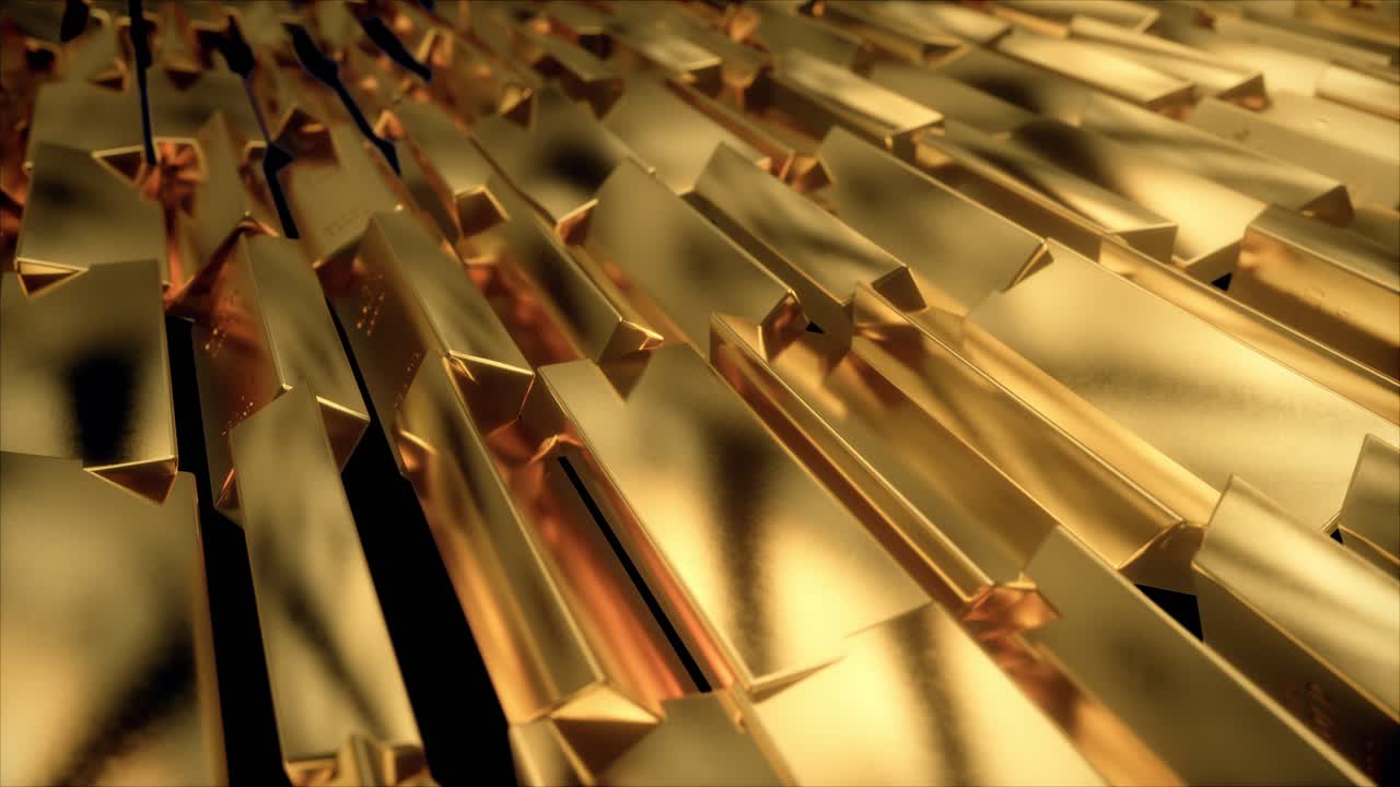 Una pila de barras de oro