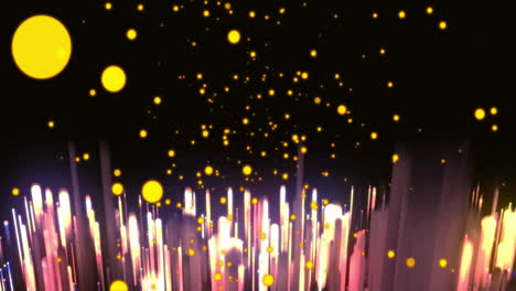 animation of yellow spots over neon light trails