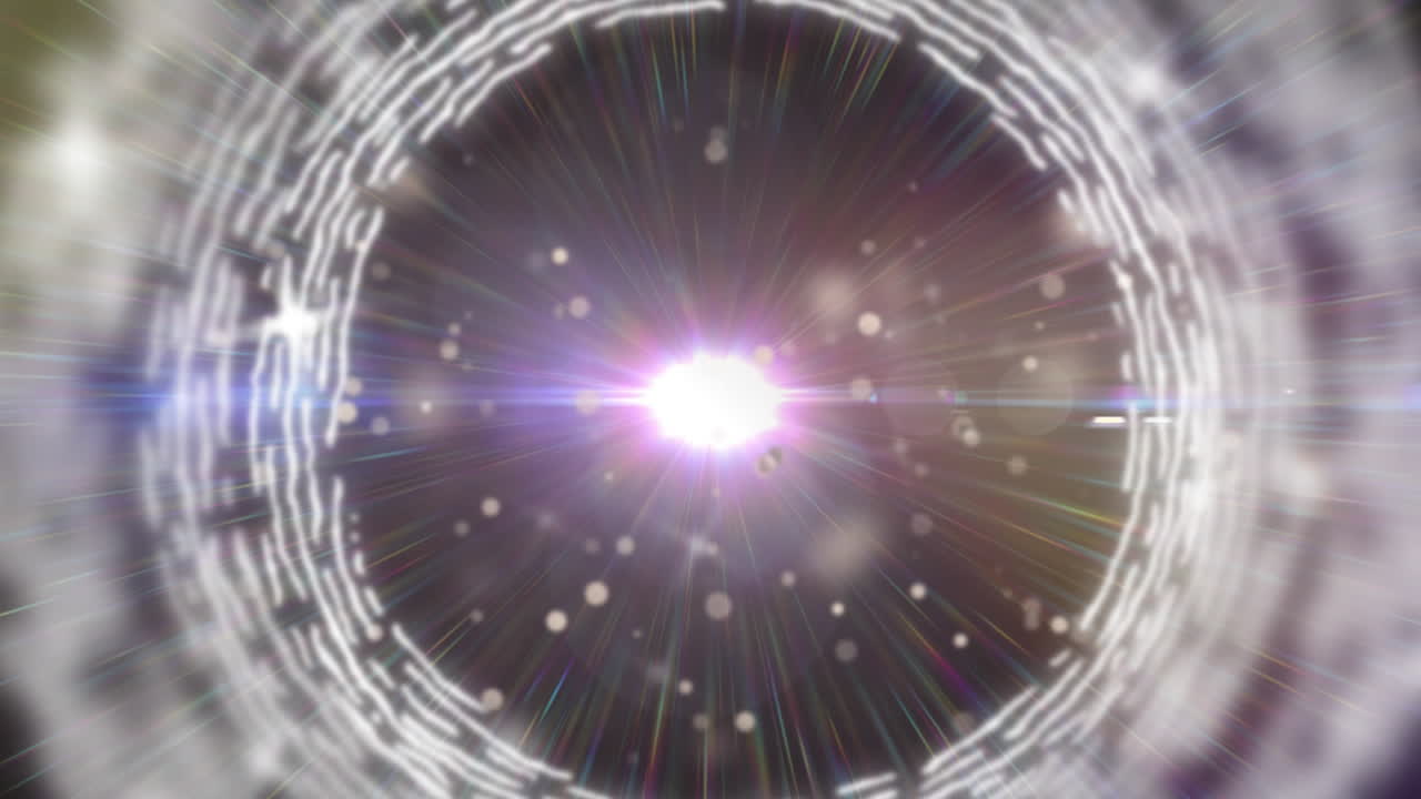 anillo blanco de luces contra un punto de luz brillante