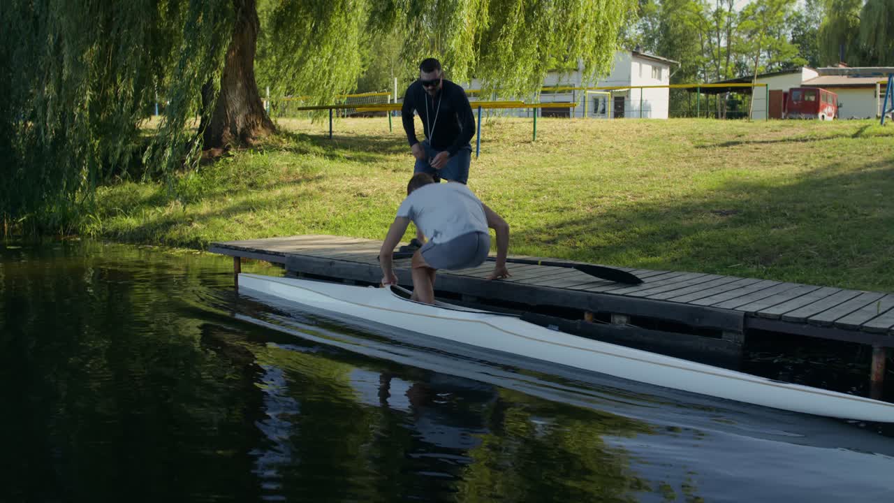 Rowing training on the lake