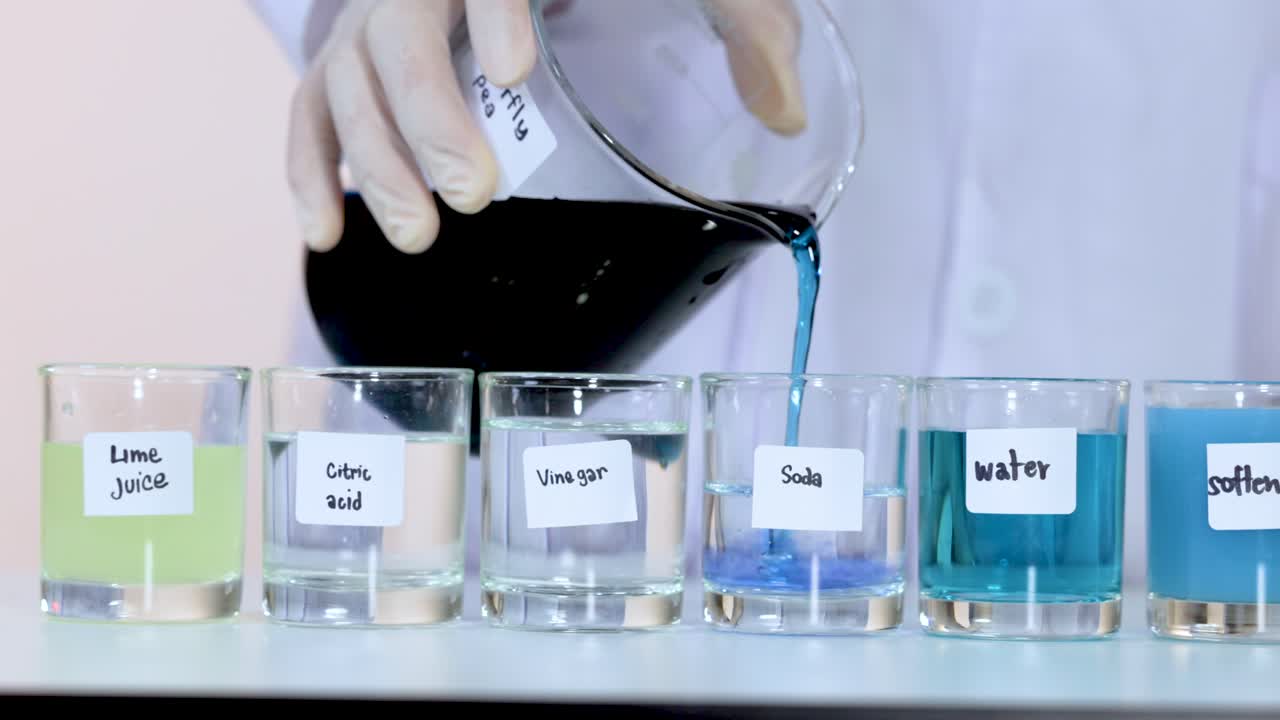 demostrando los cambios de ph utilizando la flor del guisante mariposa