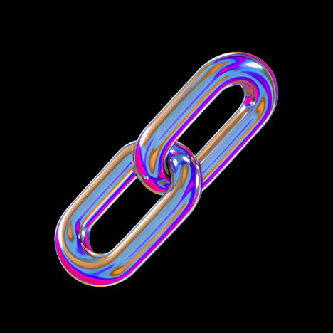 Colorful metallic chain link animation isolated asset, transparent 4K video, alpha channel, ProRes
