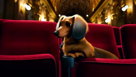 dachshund in a theater