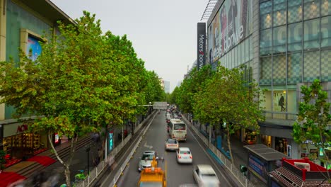 day time wuhan city traffic street road pedestrian bridge panorama 4k time lapse china