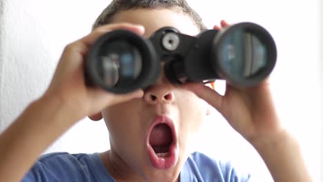 boy looking through binoculars look ahead for the future with people stock video stock footage