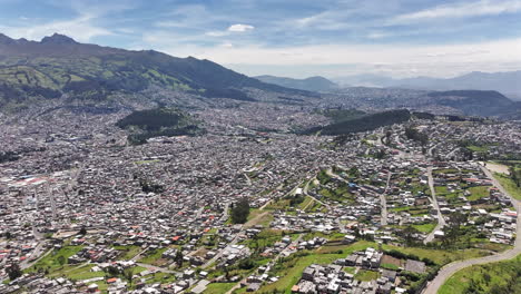 vista aérea panorámica calles del paisaje urbano del centro de quito ecuador américa del sur montañas cielo azul