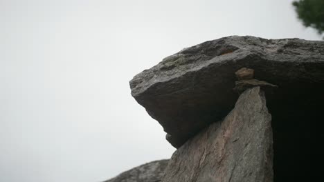 close up of menhir stone against overcast sky