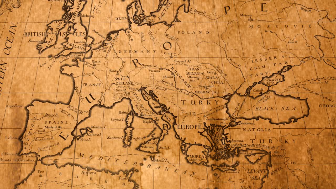 Vintage European map from the 18th century