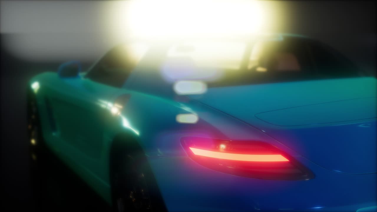 coche deportivo de lujo en un estudio oscuro con luces brillantes