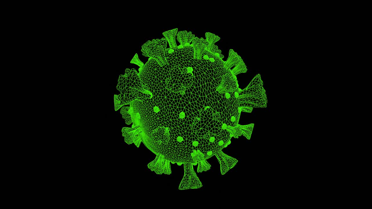 animación de células de macro coronavirus covid-19 flotando en una vena. 4k