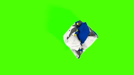 brexit, papel arrugado con bandera europea, crisis de la zona euro de schengen, pantalla verde de la llave de croma, escape de europa unida
