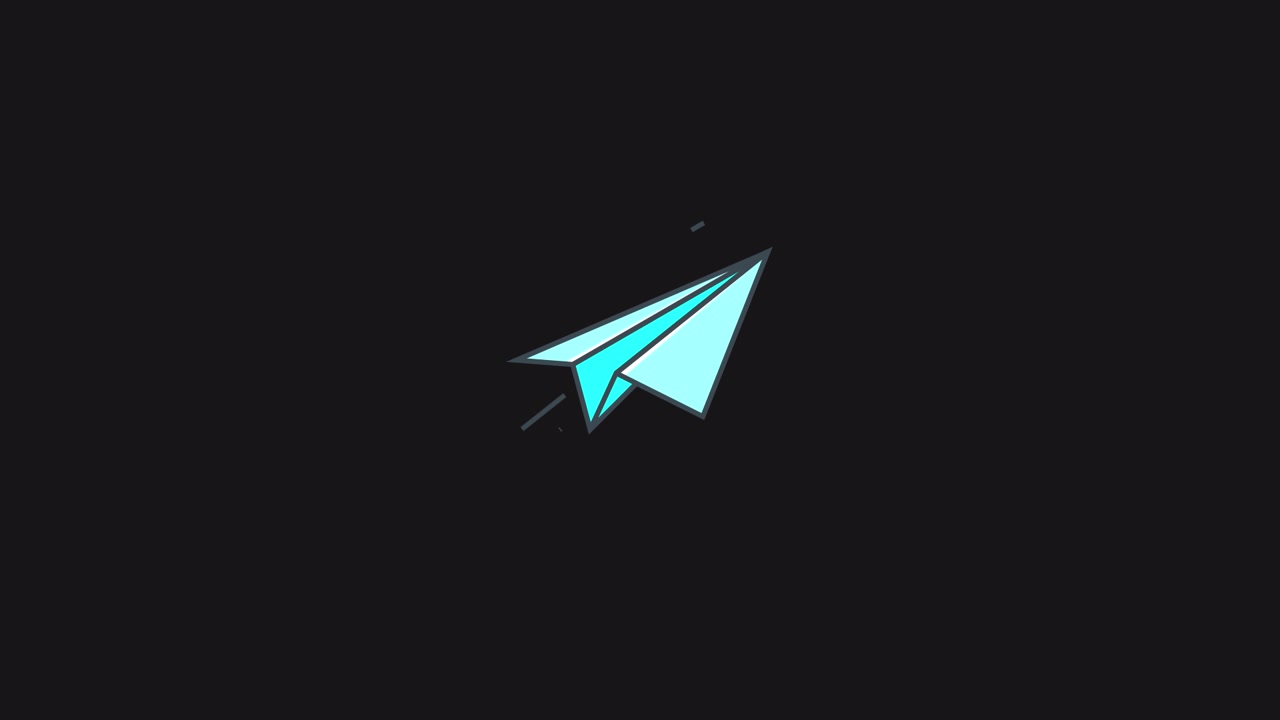 Animated Paper Airplane Icon Flying on Black Background