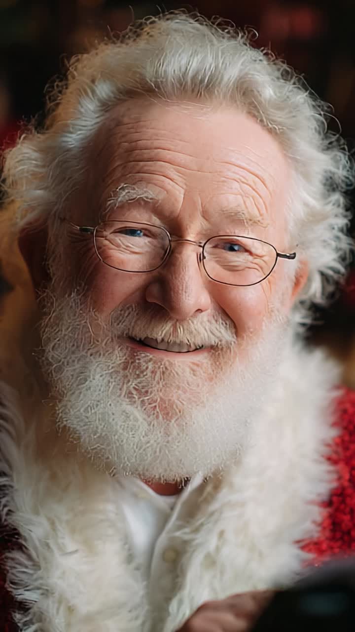 A Joyful Elderly Man with a White Beard and Glasses, Radiating Warmth and Happiness, Perfectly Captured in Moments of Delight and Cheer