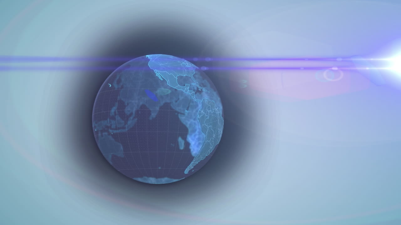 ⁇ 색 배경에 있는 지구와 빛의 흔적의 애니메이션