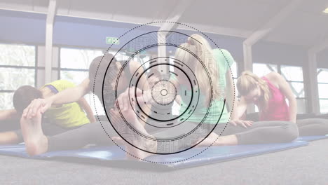 animation of scope scanning over people exercising