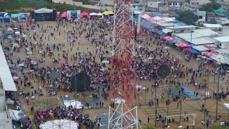 side panning shot of famous sumpango kite event at guatemala, aerial