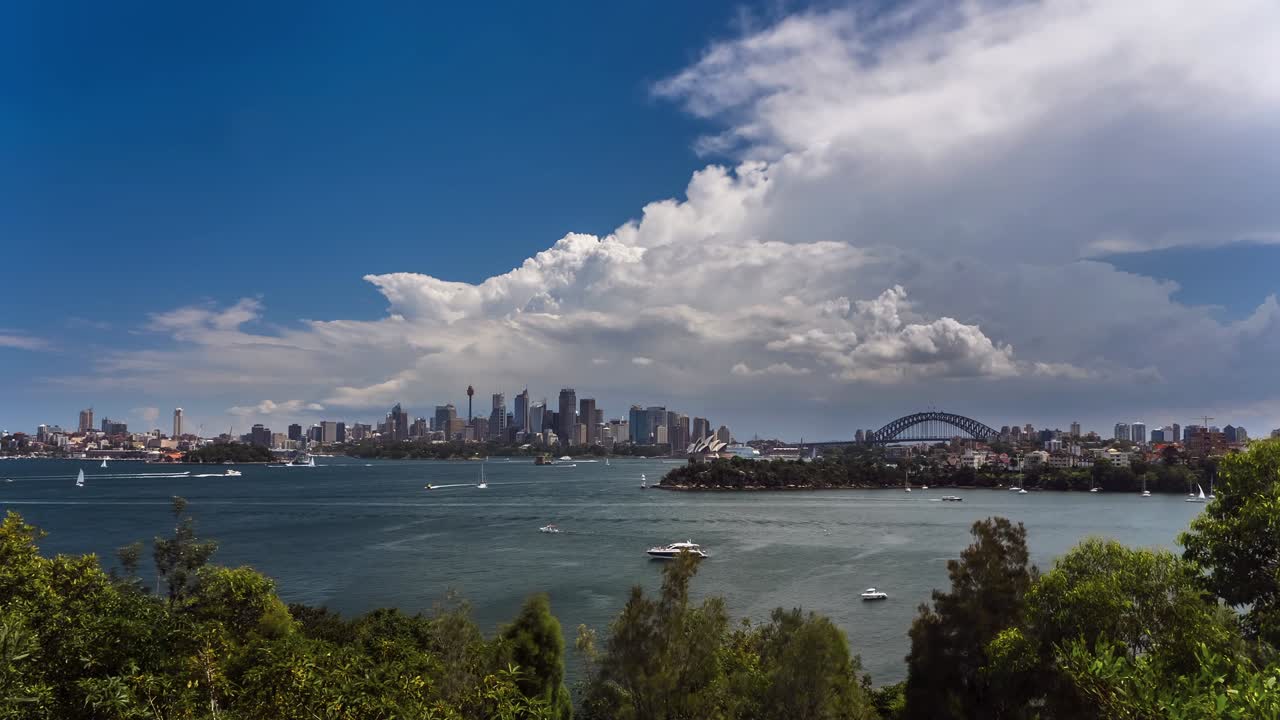 시드니 하버, cbd 및 하버 브릿지의 타임 스 4k