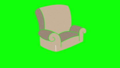 sofa hand drawn green screen. floating loop animation