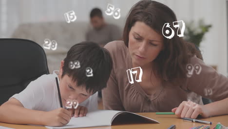 animación de números cambiando sobre una maestra con un escolar