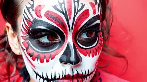 a woman with a face painted like a skeleton