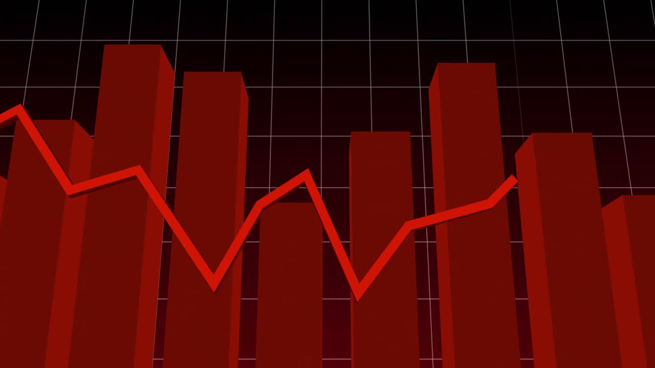 Animation of a red graph on white grid on red background