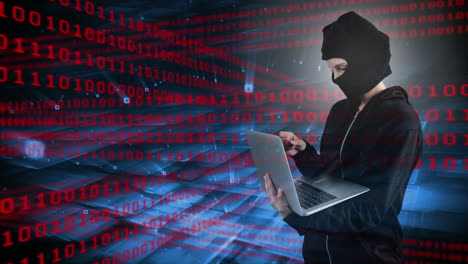 digital animation of hacker hacking the laptop 4k