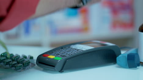 contactless payment with smartwatch. paying for drugs with nfc technology