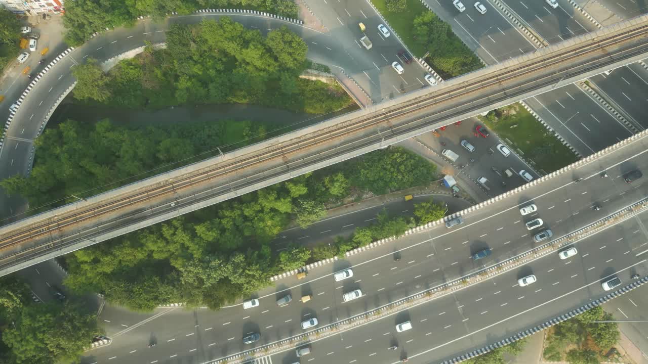 Aerial View Drone Footage of Akshardham Temple in New Delhi one of the largest Hindu temple in India