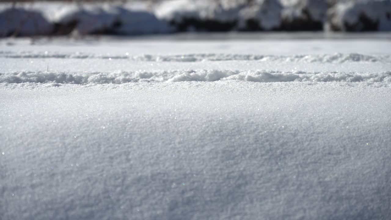 Person walking in snow. Showing only the legs.