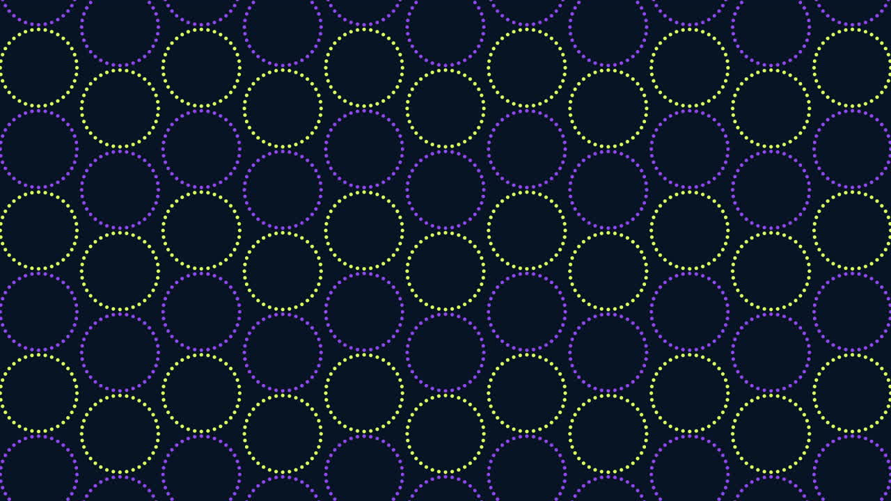 Seamless neon rainbow geometric circles pattern in rows
