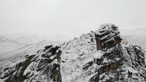 snow covered rocky mountains