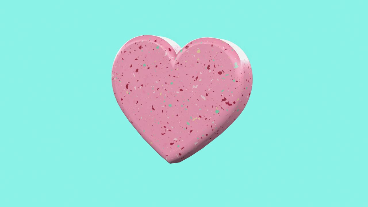 forma de corazón fondo verde movimiento de renderización 3d