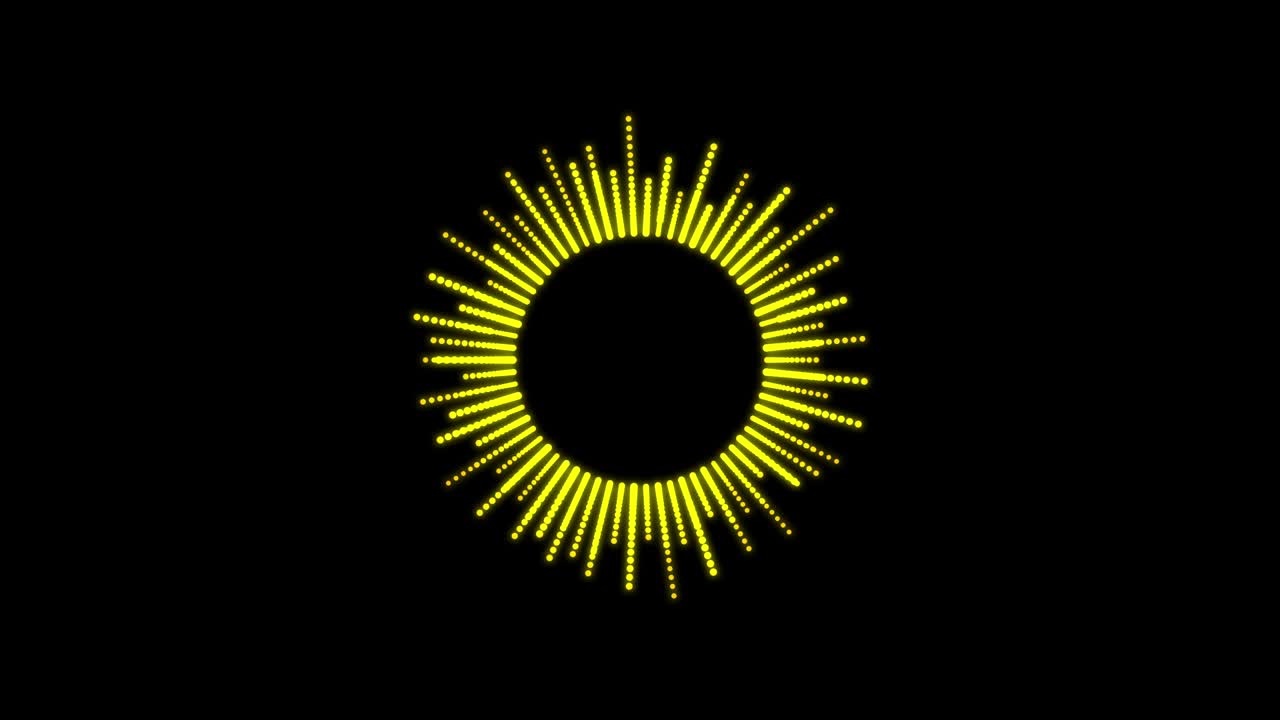 diseño de interfaz circular, elementos infográficos como el ecualizador de música, ondas de audio