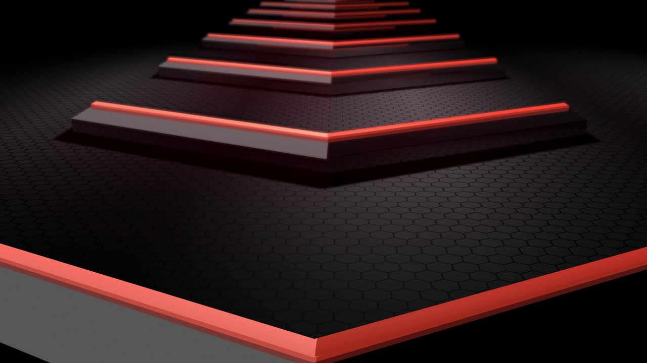 Abstract Futuristic Staircase with Red Neon Lighting