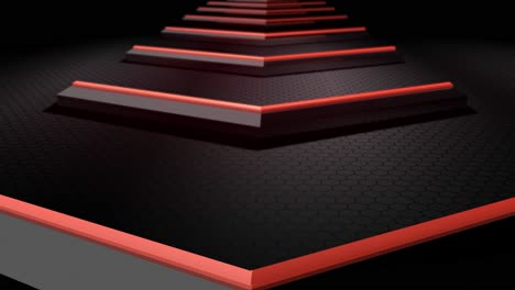 abstract futuristic staircase with red neon lighting