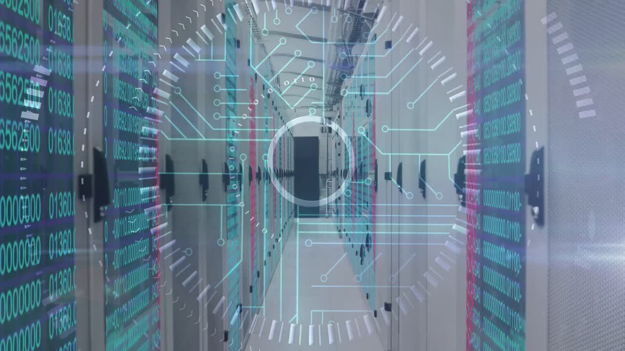 Animation of data processing and scope scanning over computer servers