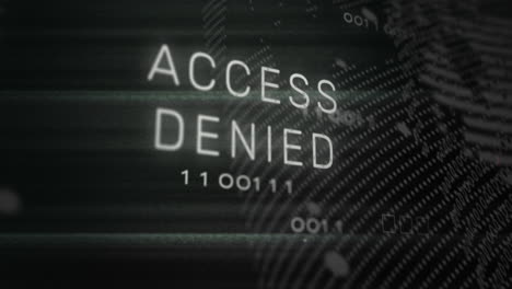 animación de acceso denegado a través de códigos binarios que forman un globo contra un fondo negro