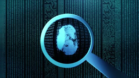 Fingerprint Magnified on Code Background