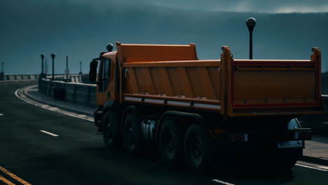 big lorry truck on the bridge