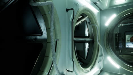interior de un corredor de una nave espacial