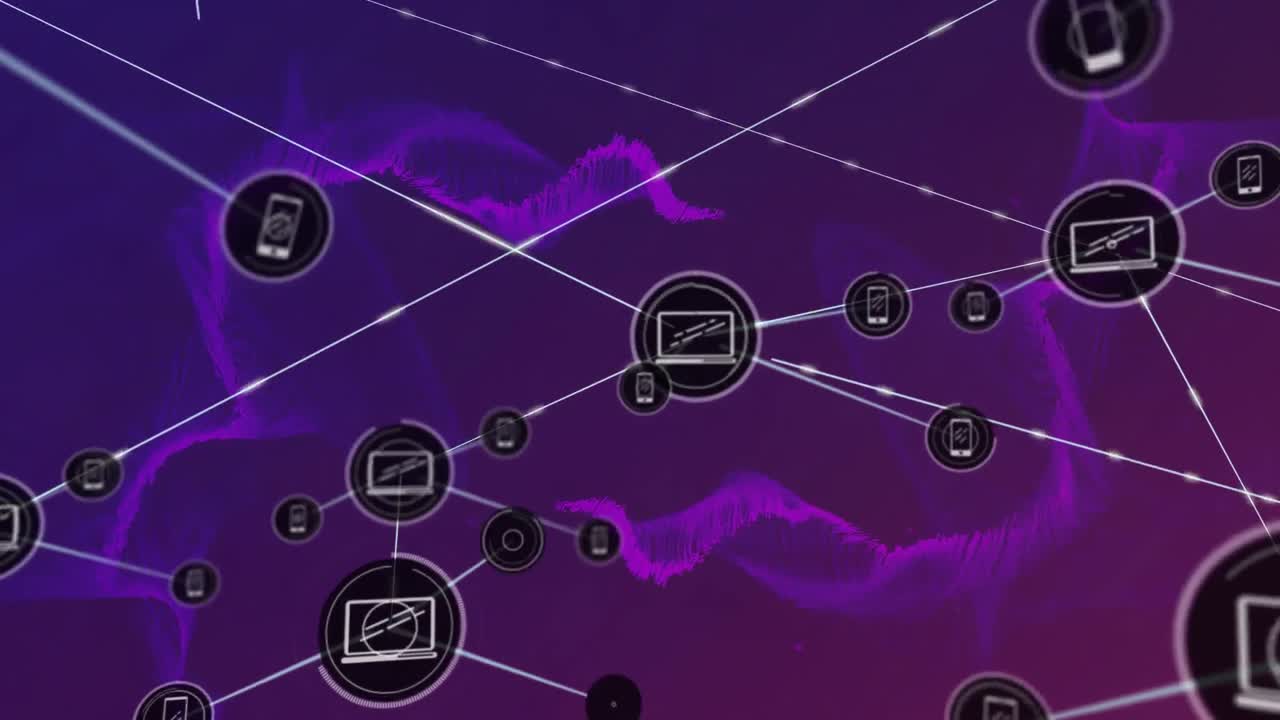 una imagen digital de rastros de humo púrpura que se mueven lentamente en un movimiento hipnótico sobre un fondo púrpura