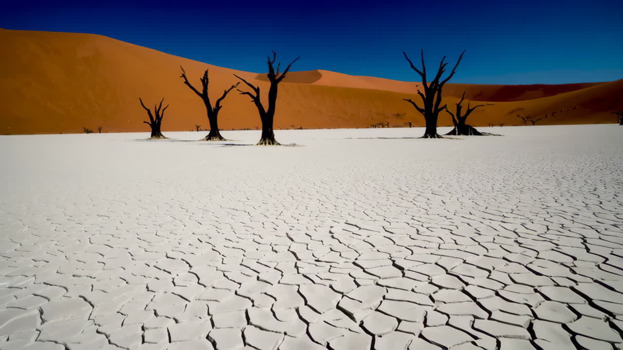 Striking Deadvlei Landscape with Ancient Dead Trees and Cracked Earth