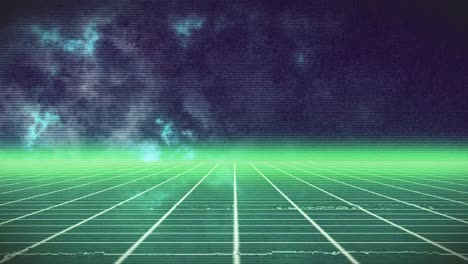 Animation-of-green-grid-on-dark-background