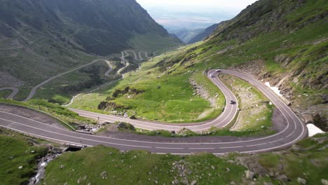 Cinematic-FPV-drone-aerial-4K-video-over-Transfagarasan-road-built-in-Ceausescu-communist-times-in-Carpathian-Mountains-Romania