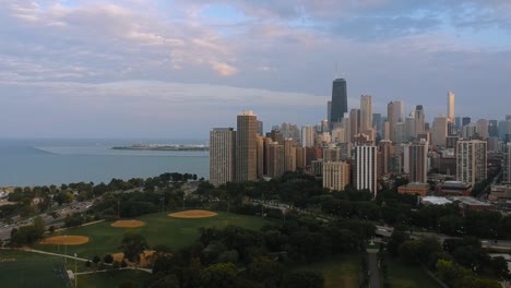 Chicago-ansicht-Vom-South-Pond-Lincoln-Park