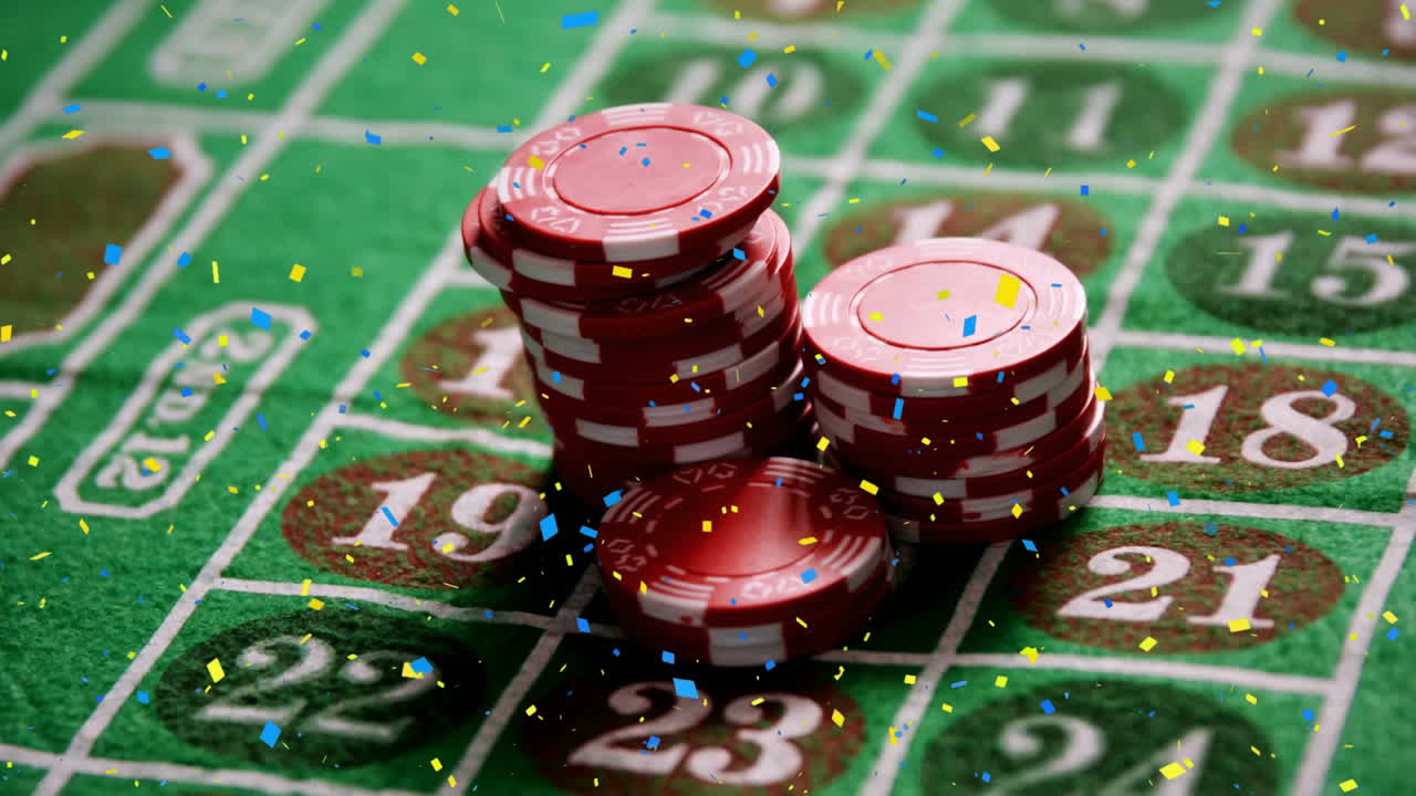 ficha que cae en la mesa del casino
