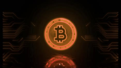 neón brillante símbolo de bitcoin criptomoneda