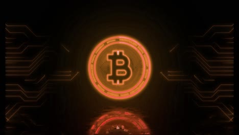 neon glowing bitcoin symbol cryptocurrency